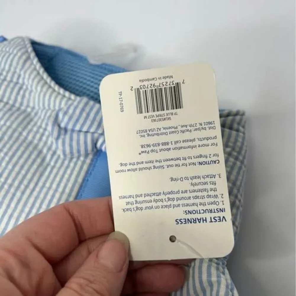 New Top Paw Blue Stripe Vest Harness Medium